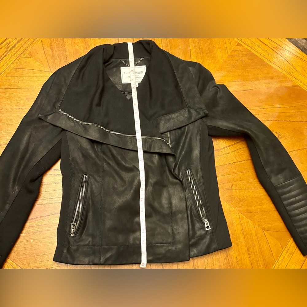 All Saints Black Leather Jacket with Silver Accents - Picture 3 of 4